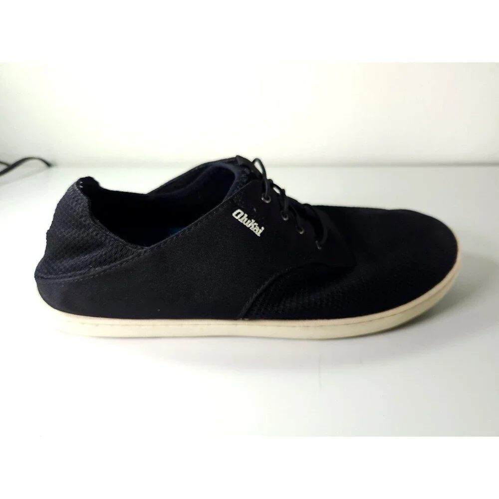 OluKai Nohea Moku Men 10.5 Black Mesh Boat Shoes Drop In Heel Sneakers 10283